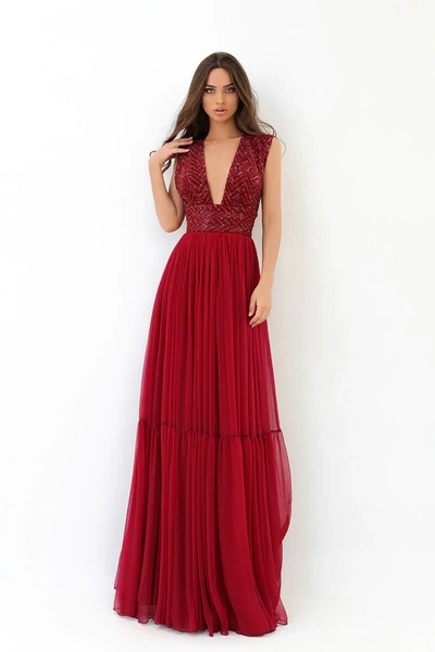 Tarik Ediz Loft Embellished A-line Gown