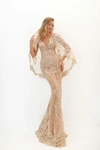 TARIK EDIZ SHELBY EMBROIDERED FITTED GOWN,TE20G50648-6