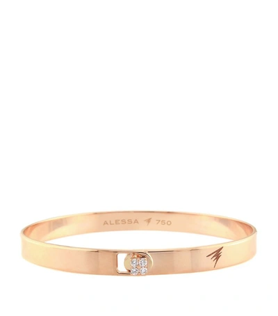Alessa Rose Gold And Diamond Spectrum Solid Bangle