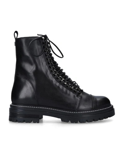 Carvela Leather Sultry Chain Biker Boots 30 In Black