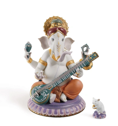 Lladrò Veena Ganesha Figurine In White