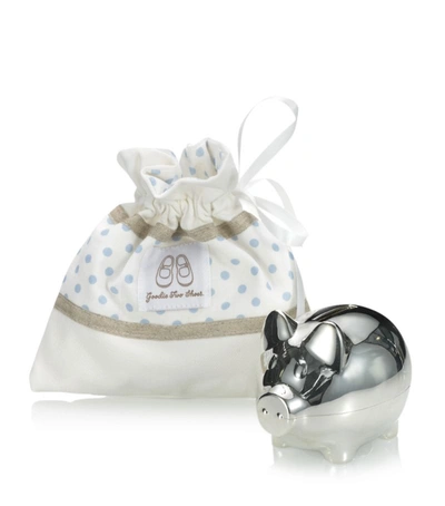 English Trousseau Silver Plated Piggy Bank (blue)