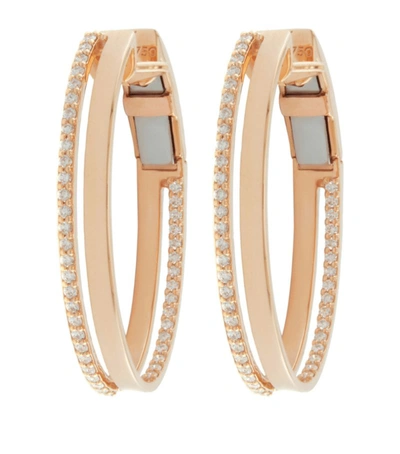 Alessa Rose Gold And Diamond Spectrum Solid Hoop Earrings