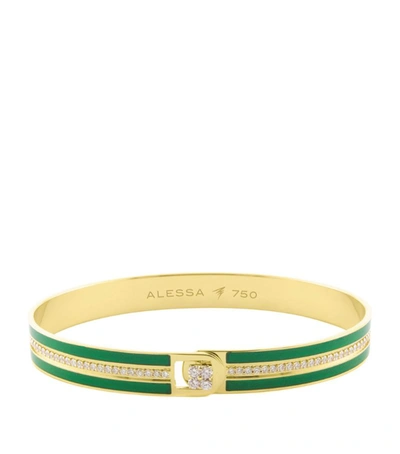 Alessa Yellow Gold And Diamond Spectrum Equality Solid Bangle