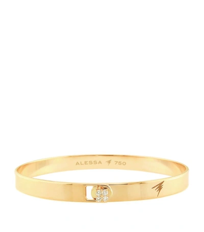 Alessa Yellow Gold And Diamond Spectrum Solid Bangle