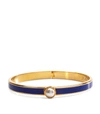Halcyon Days Gold-plated Cabochon Pearl Bangle In Cobalt