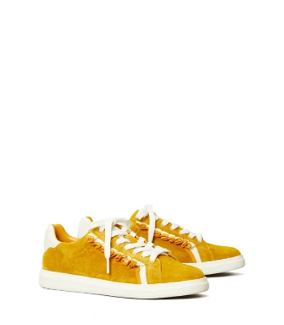 Tory Burch Howell Court Ruffle Sneaker In Ananas Yellow/titanium White