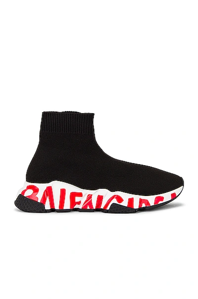 Balenciaga Speed Lt Graffiti Sneakers In Black