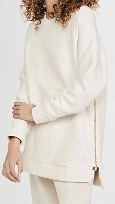Varley Manning Ribbed Cotton-blend Sweatshirt In Ivory