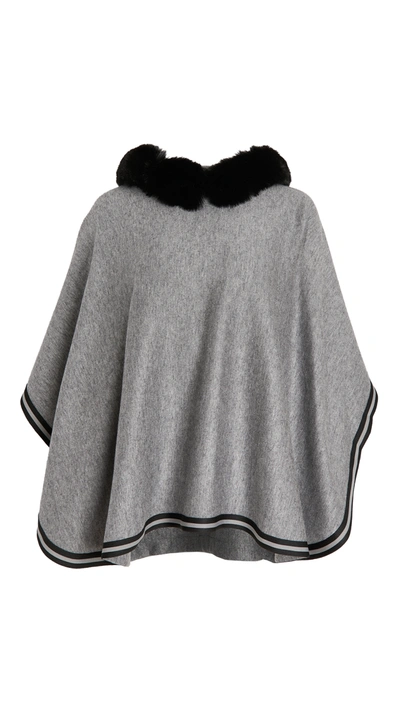 Adrienne Landau Hooded Cape In Light Gray