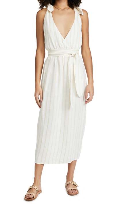 Mara Hoffman Calypso Belted Striped Linen And Tencel Lyocell-blend Midi Dress In Stripes