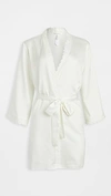 FLORA NIKROOZ SOLID CHARMEUSE WRAP ROBE WITH LACE TRIM,FLORA30088