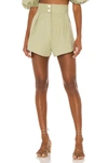 ADRIANA DEGREAS MUGUET SOLID PLEATED SHORT,ADEG-WF3