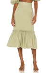 ADRIANA DEGREAS MUGUET SOLID RUFFLE MIDI SKIRT,ADEG-WQ2