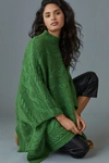 Anthropologie Rosamund Cable-knit Poncho Sweater In Green