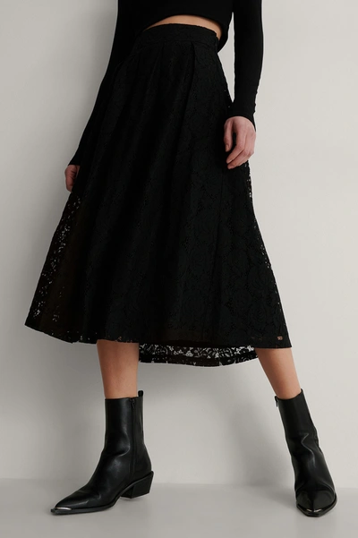 Na-kd Darted Lace Midi Skirt Black