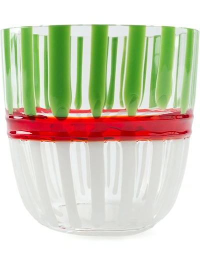 Carlo Moretti Striped Water Glass In Green