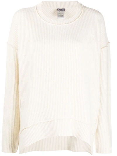 Kristensen Du Nord Ribbed Knit Slouchy Cashmere Jumper In White