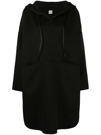 Totême Hooded Pull-over Coat In Black