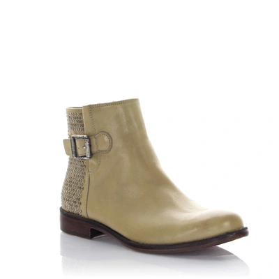 Rossano Bisconti Ankle Boots Calfskin Rivets Beige