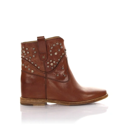 Rossano Bisconti Ankle Boots Calfskin Rivets Brown