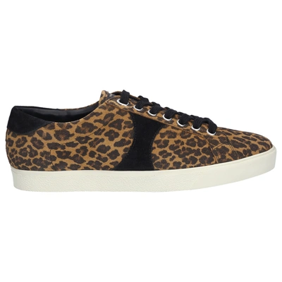 Celine Low-top Sneakers Troll Suede Lion Print Leopard In Brown