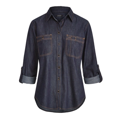 Lauren Ralph Lauren Denim Shirt In Dark Rinse Wash