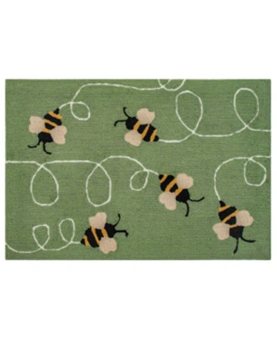 Liora Manne Frontporch Buzzy Bees Green 2' X 3' Outdoor Area Rug