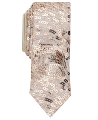 Inc International Concepts Inc Men's Skinny Sequin Swirl Tie, Created For Macy's In Gold