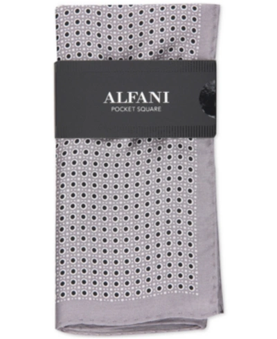 Alfani Men's Dot Geo Silk Pocket Square, Created For Macy's In Grey