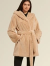 DONNA KARAN DONNA KARAN WOMEN'S BELTED FAUX FUR COAT WITH HOOD -,74794470