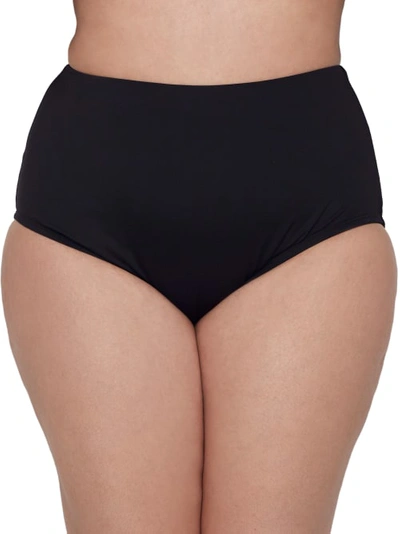 24th & Ocean Plus Size Solids High-waist Bikini Bottom In Black