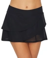 Coco Reef Classic Solid Mesh Layer Skort Swim Bottom In Black