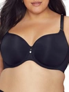 Curvy Couture Tulip Smooth Convertible Underwire Push-up Bra In Black