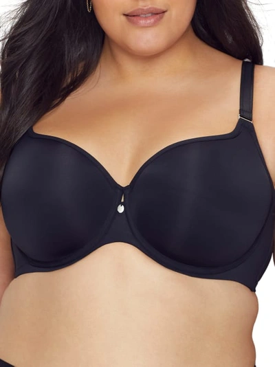 Curvy Couture Tulip Smooth Convertible Underwire Push-up Bra In Black