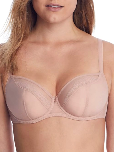 Curvy Kate Eye Spy Non Padded Sheer Mesh And Lace Bra In Blush-pink