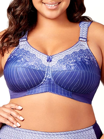 Elila Kaylee Full Coverage Wire-free Bra In Blue,white