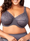 Elila Isabella Lace Full Coverage Bra In Grey