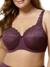 Elila Isabella Lace Full Coverage Bra In Plum