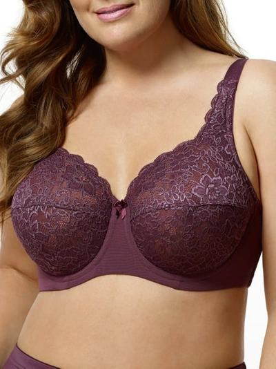 Elila Isabella Lace Full Coverage Bra In Plum