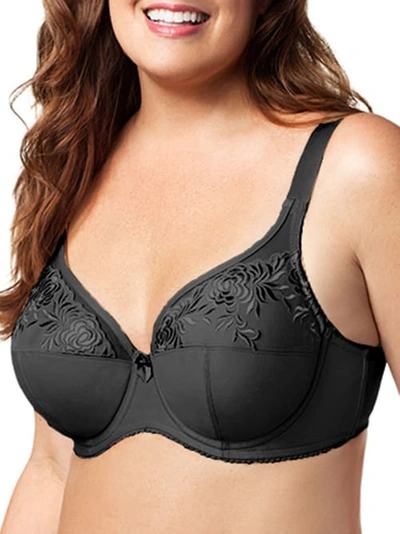 Elila Ella Embroidered Bra In Black