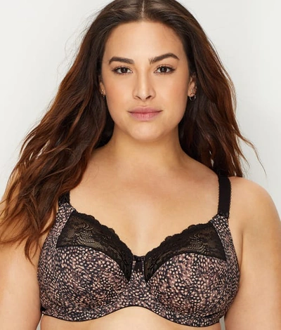 Elomi Full Figure Morgan Banded Underwire Stretch Lace Bra El4110, Online Only In Ebony