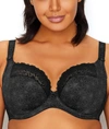 Elomi Women's Full Figure Kim Underwire Plunge Stretch Lace Bra El4340 In Black