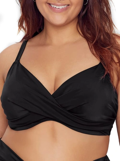 Elomi Plus Size Magnetic Wrap Underwire Bikini Top In Black