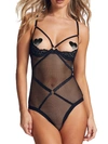 Frederick's Of Hollywood Analia Open Cup Fishnet Teddy In Black