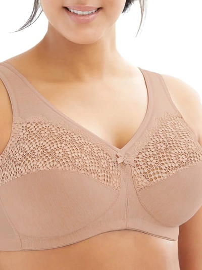 Glamorise Women's Full Figure Plus Size Magic Lift Moisture Control Wirefree Bra In Cafe Heather