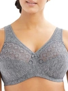 Glamorise Women's Full Figure Plus Size Magic Lift Moisture Control Wirefree Bra 1064 In Grey Heather