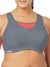 Glamorise Women's Plus Size Sport Elite Performance Camisole Bra In Coral,grey