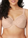 Glamorise Low Cut Wonderwire Lace Bra In Cafe