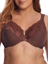 Glamorise Low Cut Wonderwire Lace Bra In Mocha